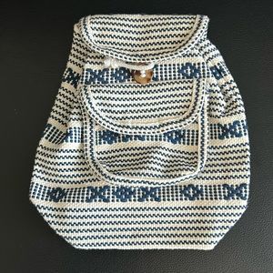 Blue and White Woven Shoulder Bag